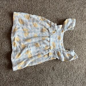 Blue and Yellow Flutter Sleeve Tank Top